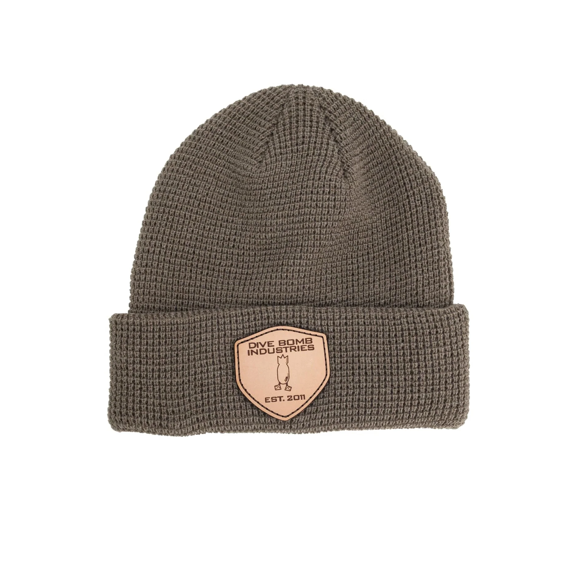 Leather Patch Waffle Knit Beanie - Image 3